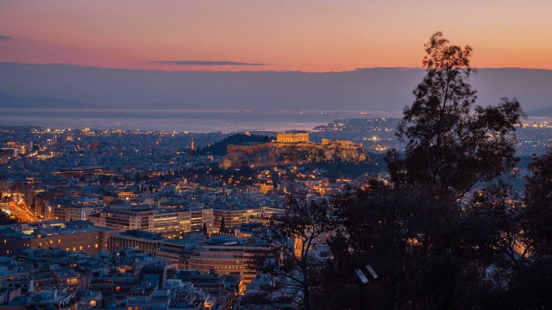 ancient ruins at dusk
